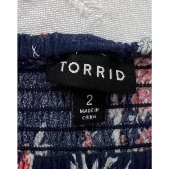 TORRID 2 Cold Shoulder Dress Size 2X Hi Low hem Floral top Short sleeve Hollyday - Picture 6 of 11